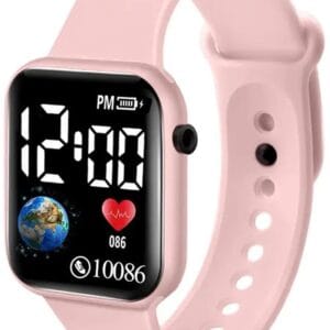 Acnos 6 Colours Luminous LED Display Fashionable Children Kids Digital Watches Waterproof Sports Square Electronic Led Watch for Kids Boy Baby Girls Digital Watch for Kids