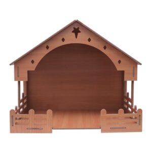 CARPENTA Christmas Crib Laminated MDF Christmas Home Decor 1010, Brown, Height 33cm X Length 38cm