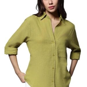 HIGH STAR Women's Solid Oversized Fit Shirt