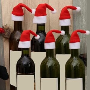 Indian Karigar 6pcs Christmas Decorations Items for Home Mini Santa Hats for Bottle Topper Decor Unique Christmas Decor Christmas Ornaments Christmas Tree Decoration Items...