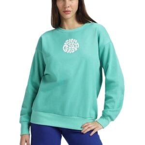 JUNEBERRY® Cotton Poly Fleece Regular Fit Orange & Pink Graphic Print Sweatshirt for Women