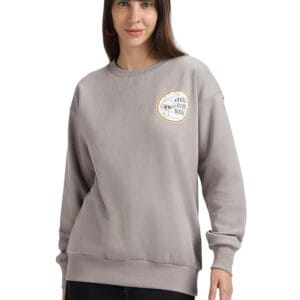JUNEBERRY® Cotton Poly Fleece Regular Fit Orange & Pink Graphic Print Sweatshirt for Women