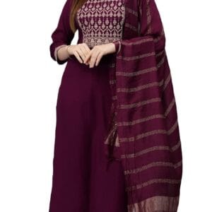 KLOSIA Women Embroidered Kurta and Pant with Dupatta Suit Set