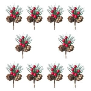 Supvox® 10Pcs Artificial Holly Ornaments for Christmas Tree Decor/Home Decor, Christmas Red Berries Decorative, Mistletoe Christmas Decorations Items for Christmas Wreath,...