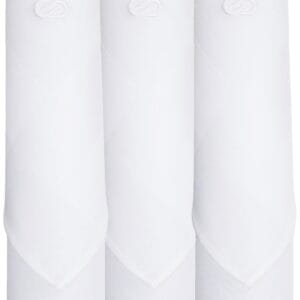Symbol Premium Men's Cotton Solid White Handkerchief (Pack of 3)